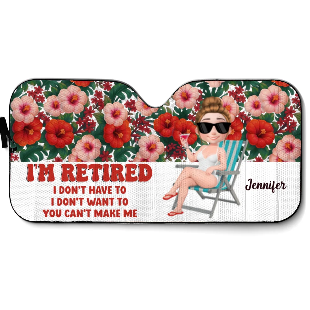 I Am Retired - Personalized Custom Car Sunshade - Image 7