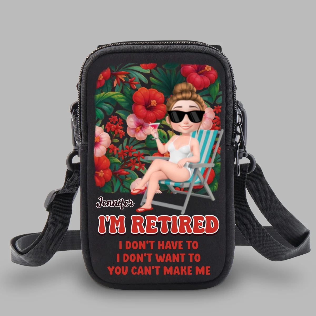 I Am Retired - Personalized Custom Water Bottle Carrier Bag - Image 11