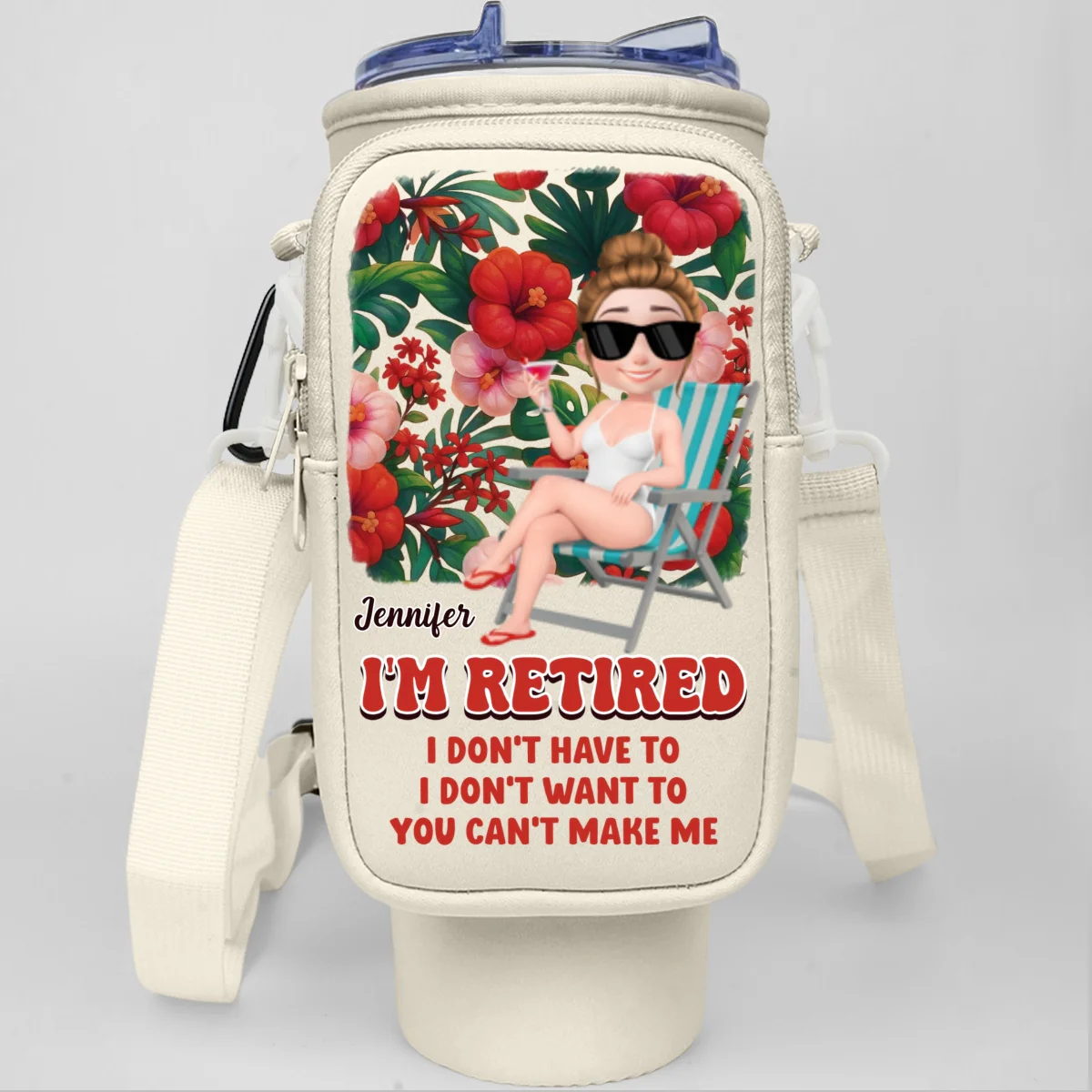 I Am Retired - Personalized Custom Water Bottle Carrier Bag - Image 16