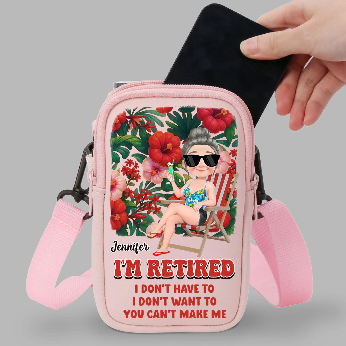 I Am Retired - Personalized Custom Water Bottle Carrier Bag - Image 3