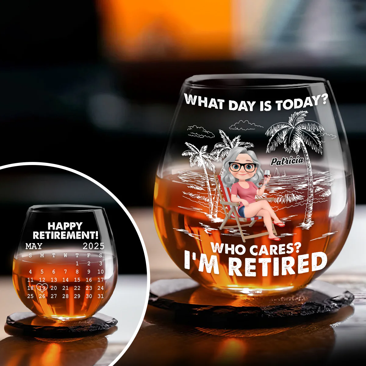 I Am Retired - Personalized Custom Wine Glass - Image 4