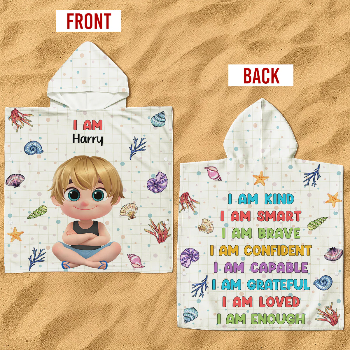 I Am Smart - Personalized Custom Hooded Beach Towel - Image 2