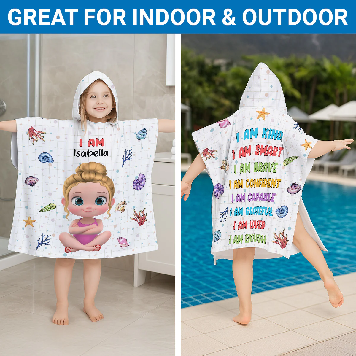 I Am Smart - Personalized Custom Hooded Beach Towel - Image 6