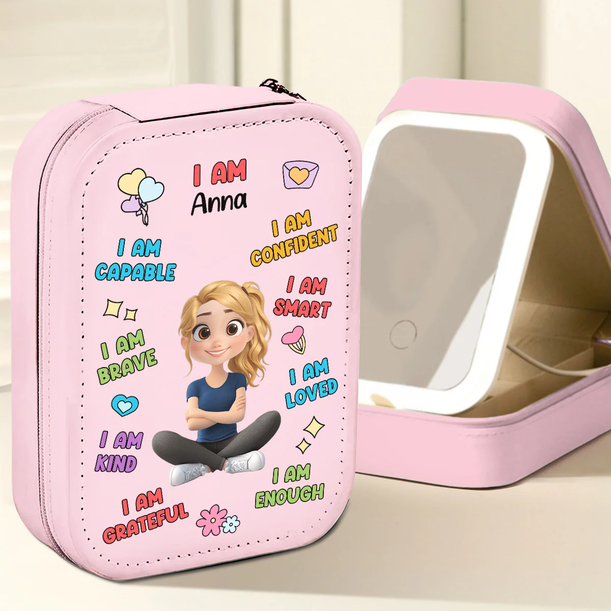 I Am Smart - Personalized Custom Jewelry Box With LED Mirror