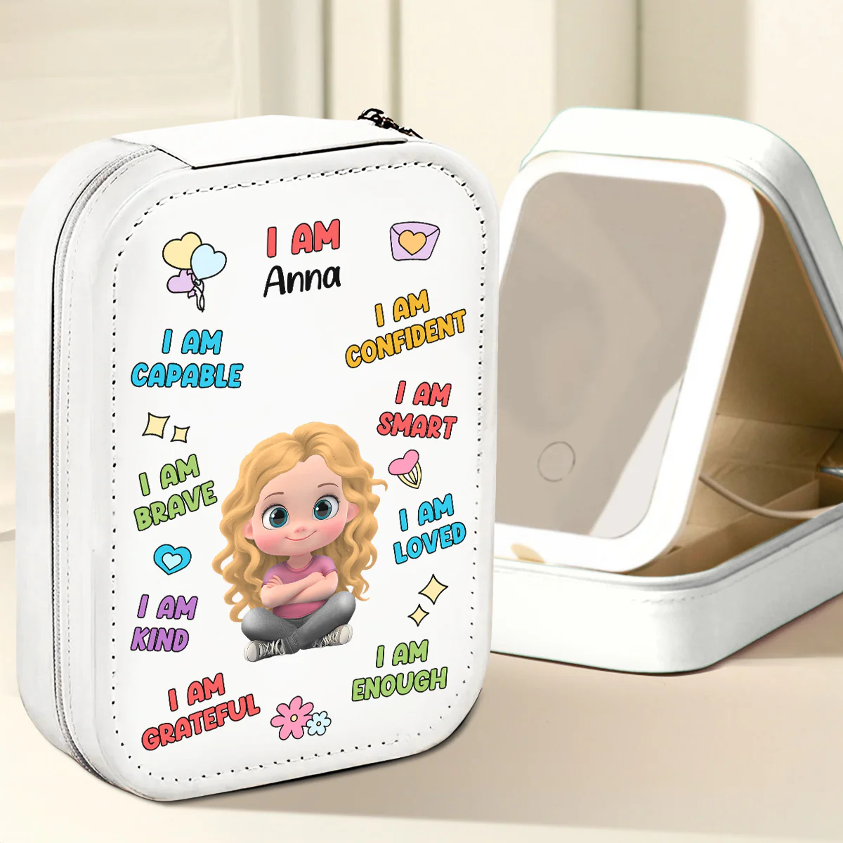 I Am Smart - Personalized Custom Jewelry Box With LED Mirror - Image 2