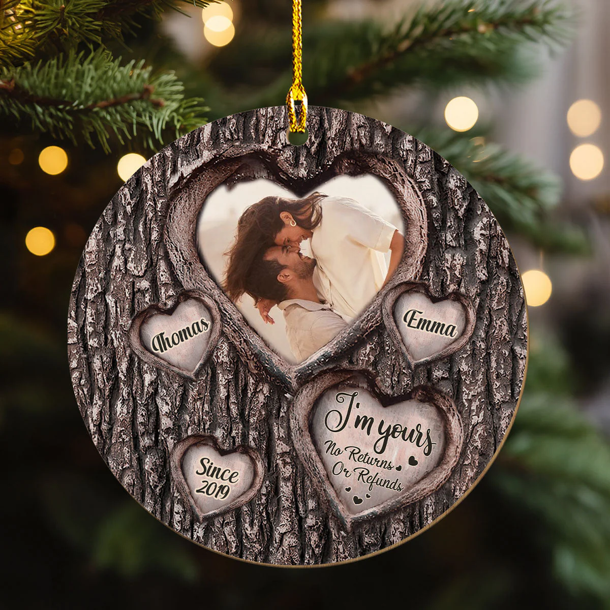 I Am Yours No Returns Or Refunds - Personalized Custom Wood Ornament - Image 2