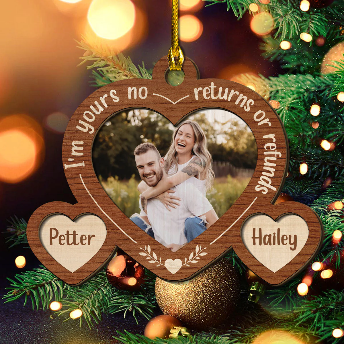 I Am Yours No Returns - Personalized Custom 2-layered Wood Ornament - Image 2