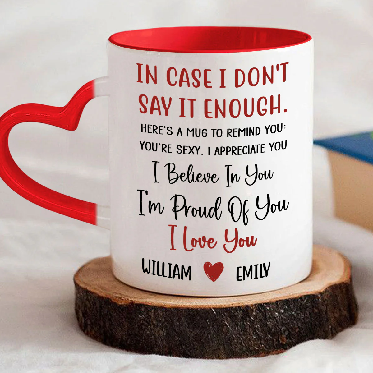 I Believe In You - Personalized Custom Heart Handle Mug - Image 2