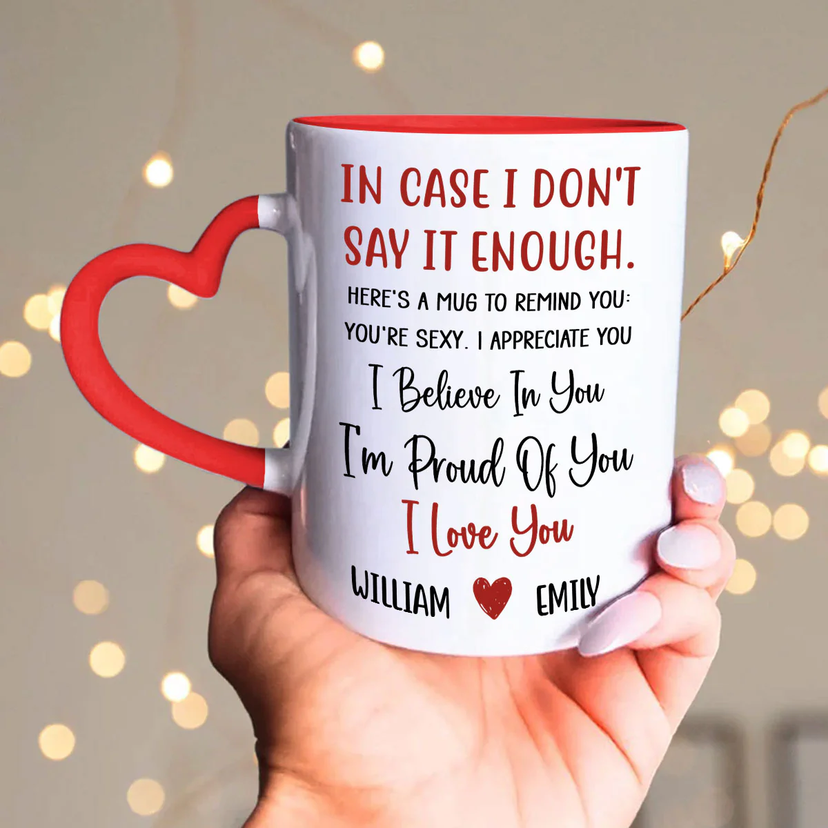 I Believe In You - Personalized Custom Heart Handle Mug - Image 5