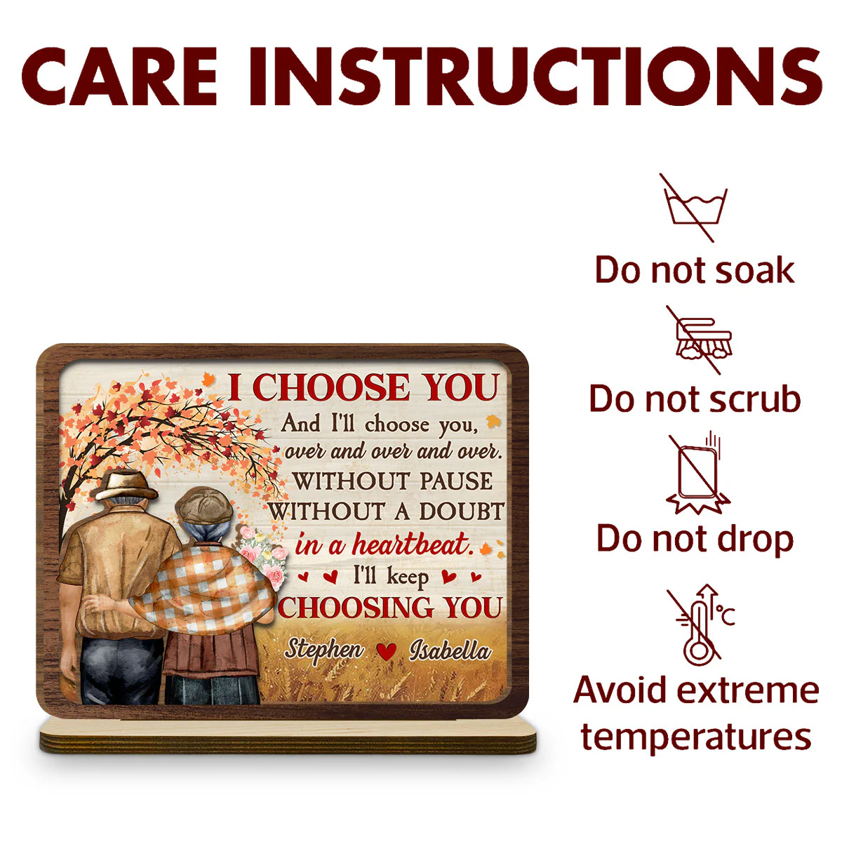 I Choose You - Personalized Custom 2-Layer Wood Plaque With Flat Base - Image 5