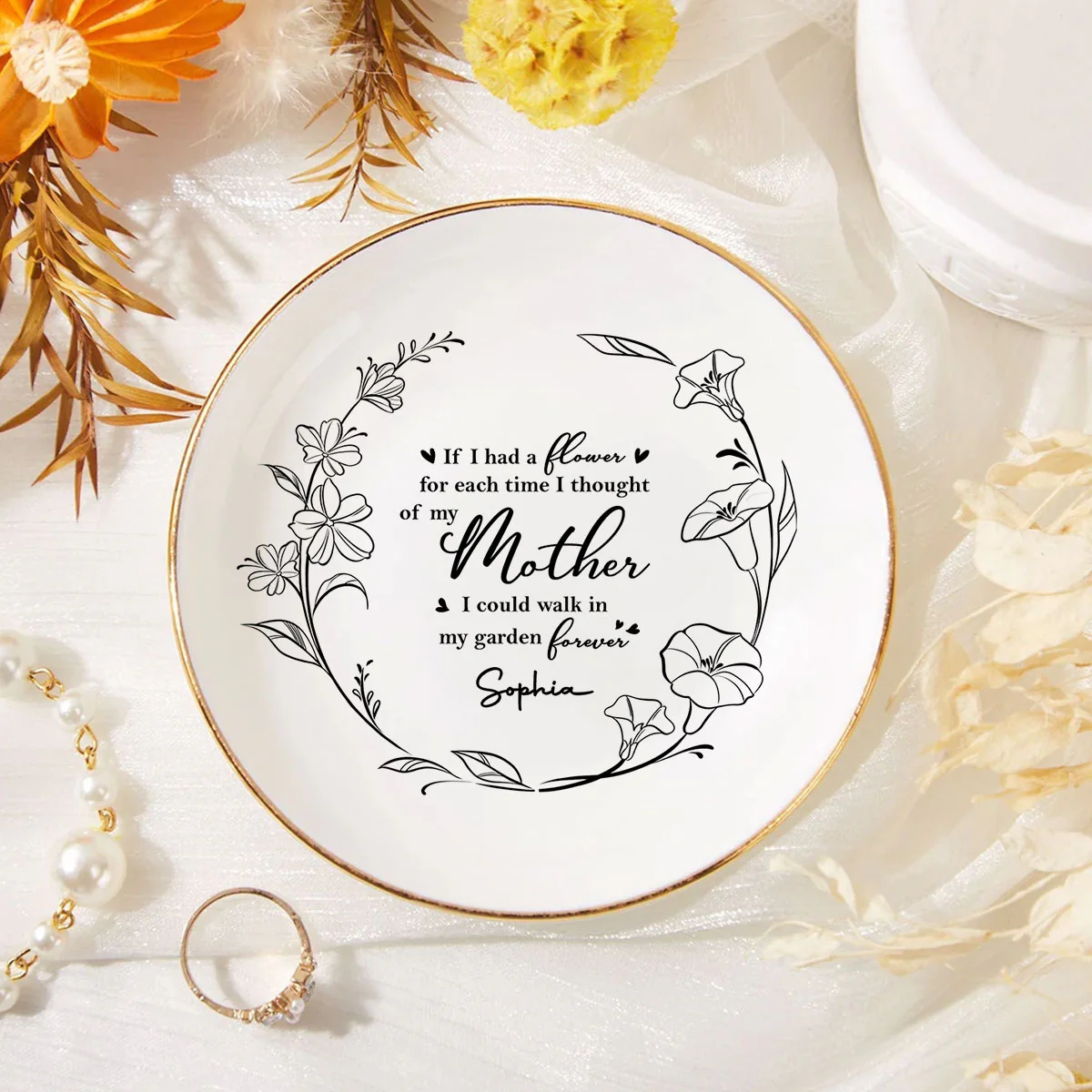 I Could Walk In My Garden Forever - Personalized Custom Jewelry Dish - Image 2