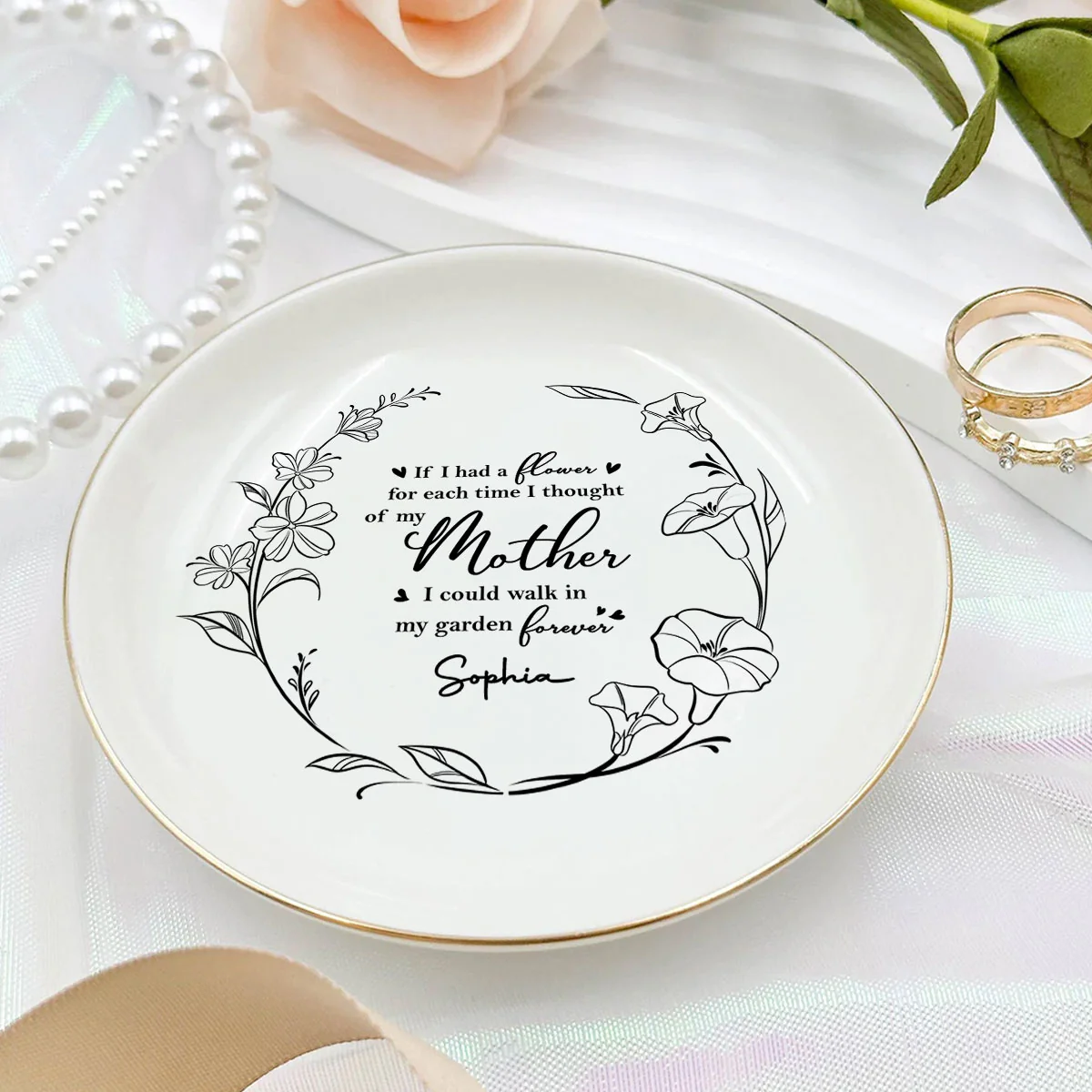 I Could Walk In My Garden Forever - Personalized Custom Jewelry Dish - Image 4