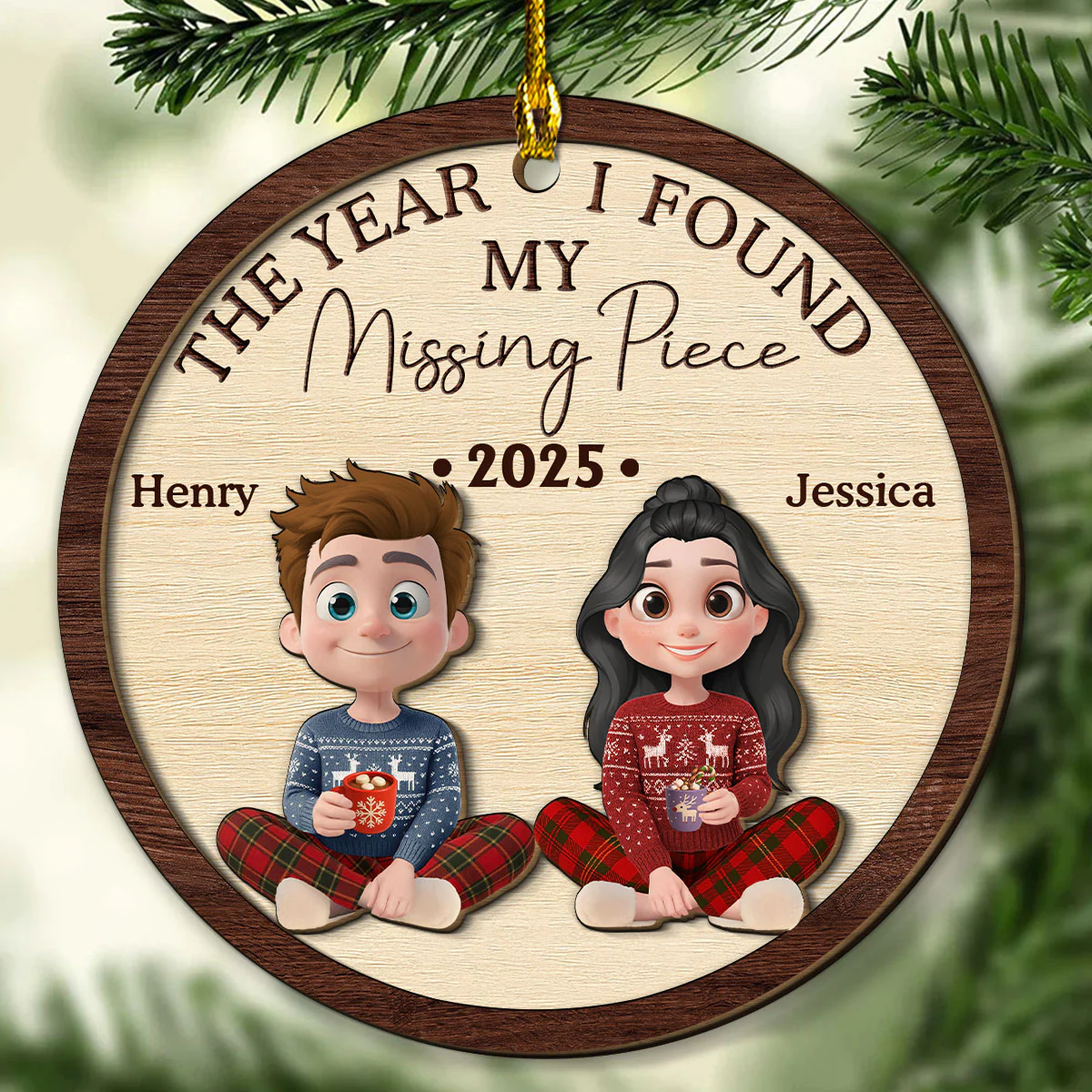 I Found My Love - Personalized Custom Freeshape 2-Layered Wood Ornament