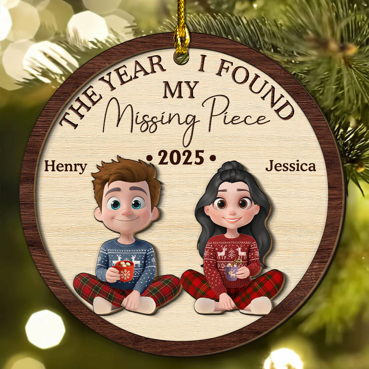 I Found My Love - Personalized Custom Freeshape 2-Layered Wood Ornament - Image 4