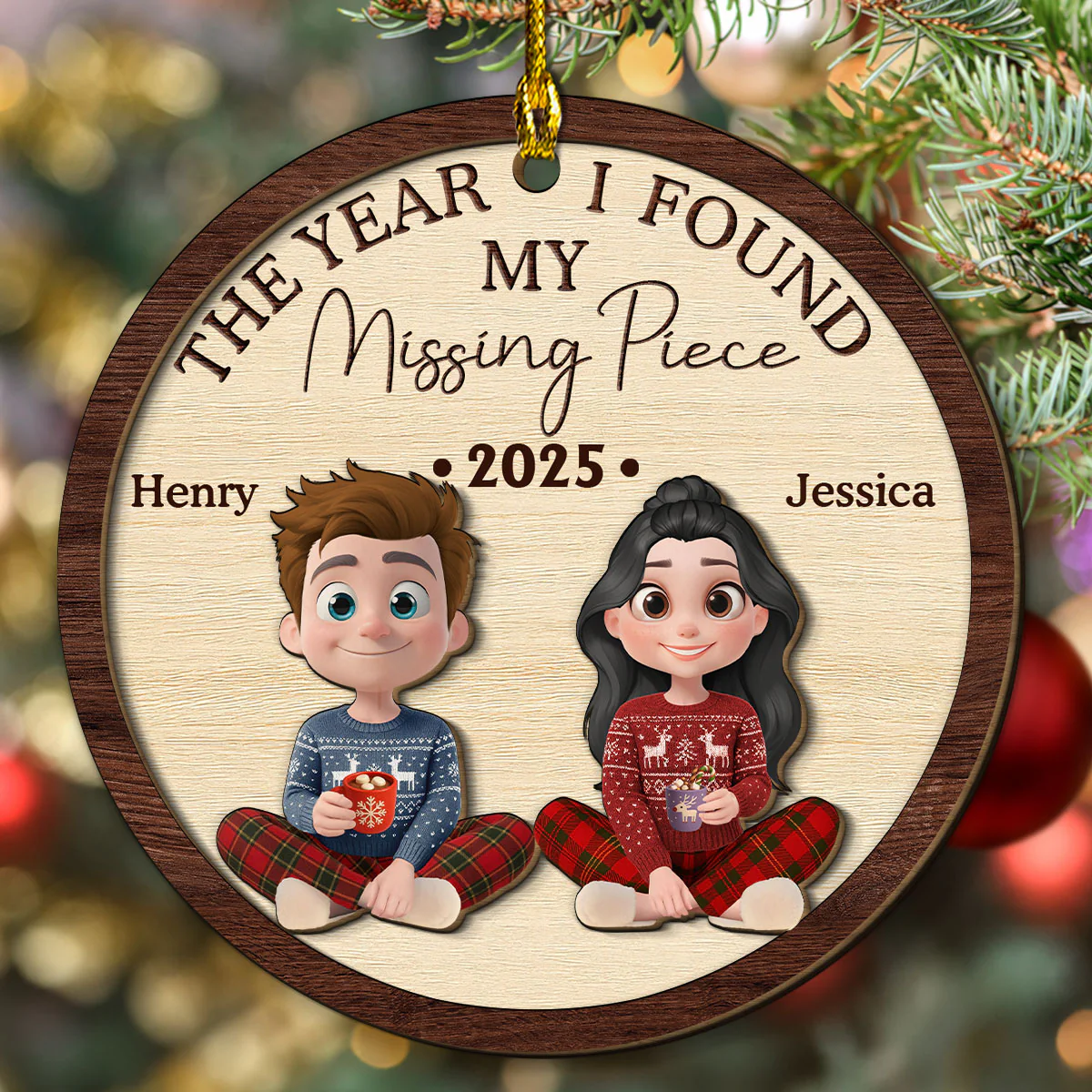 I Found My Love - Personalized Custom Freeshape 2-Layered Wood Ornament - Image 5