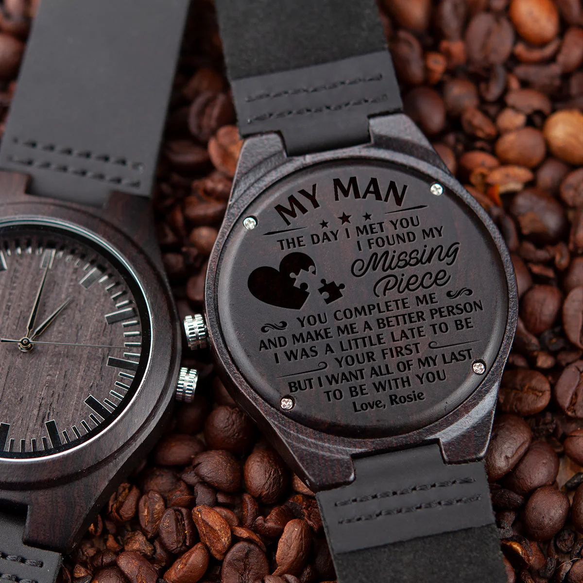 I Found My Missing Peace - Personalized Custom Wood Watch - Image 7
