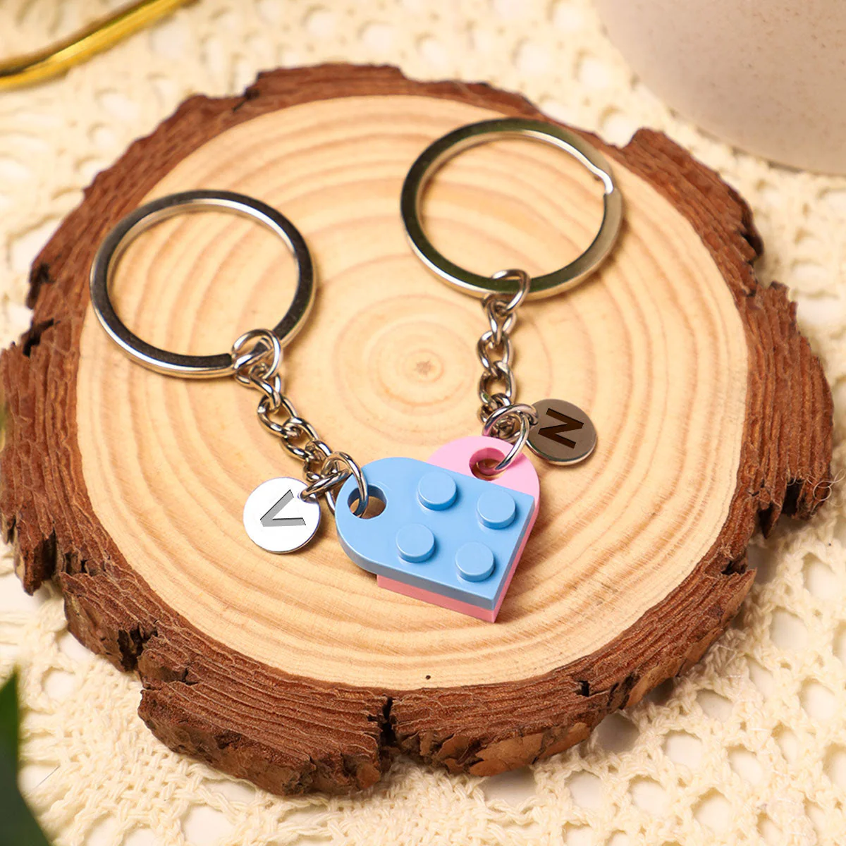 I Found My Missing Piece - Personalized Custom Heart Brick Keychain - Image 2