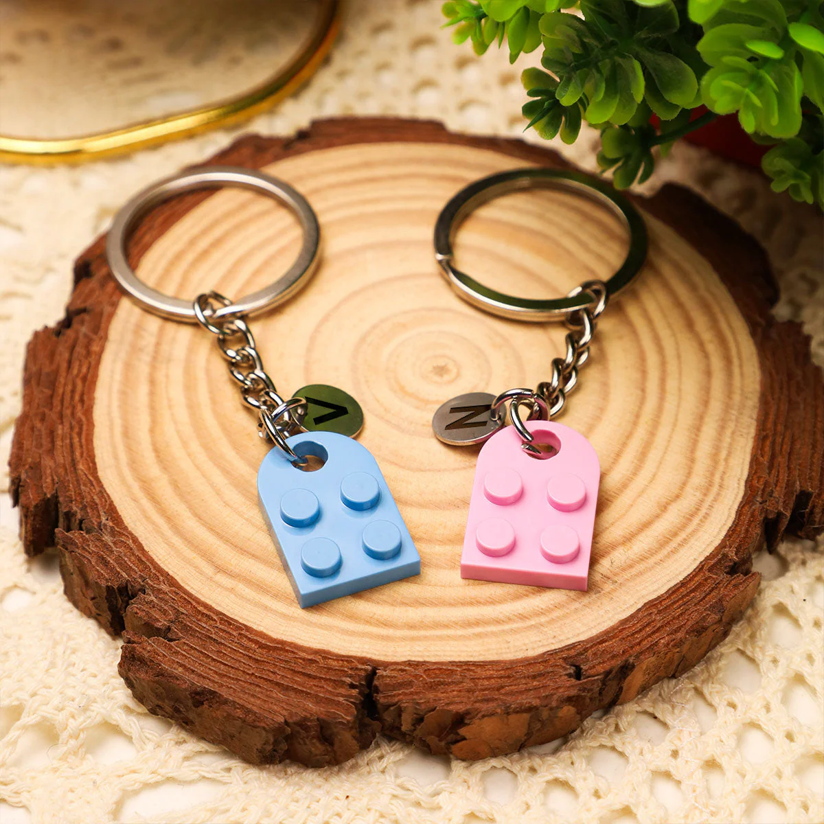I Found My Missing Piece - Personalized Custom Heart Brick Keychain - Image 3