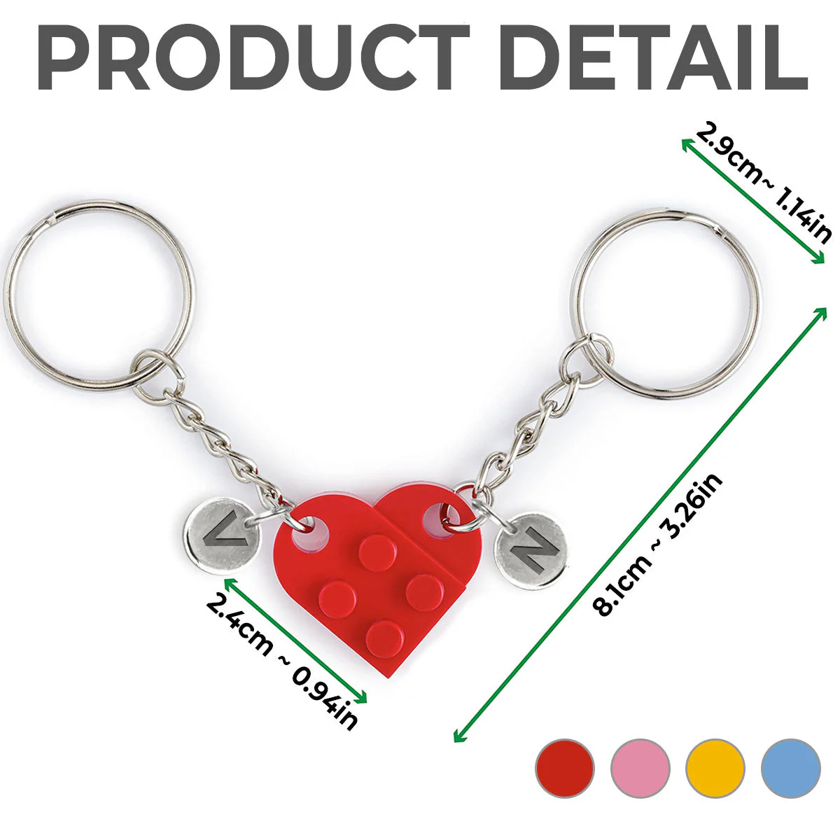 I Found My Missing Piece - Personalized Custom Heart Brick Keychain - Image 4
