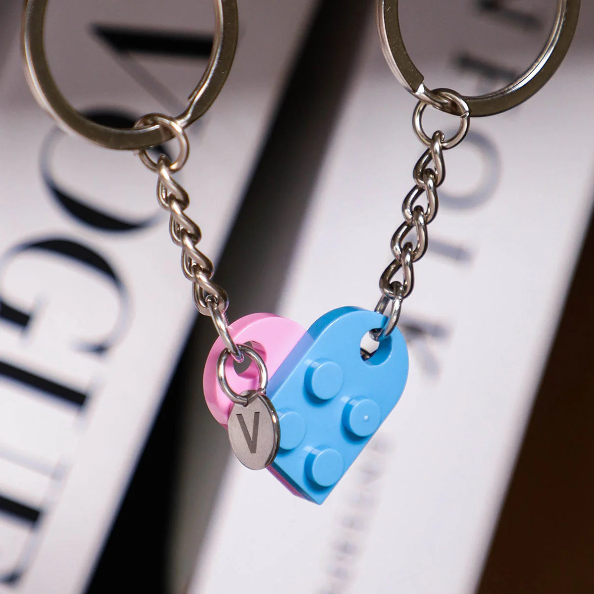 I Found My Missing Piece - Personalized Custom Heart Brick Keychain - Image 5
