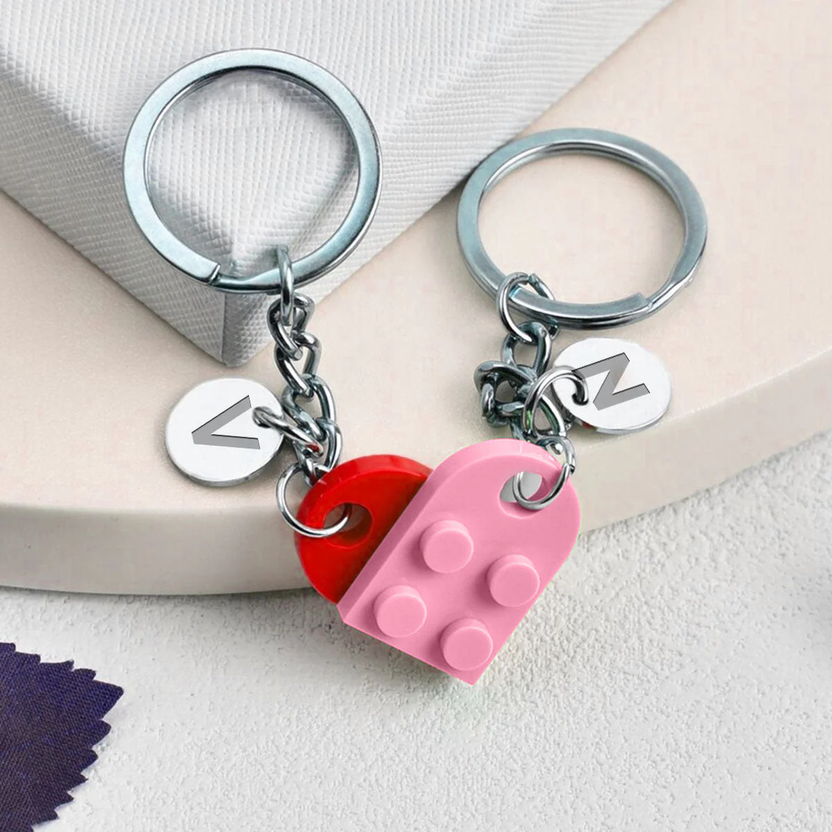 I Found My Missing Piece - Personalized Custom Heart Brick Keychain - Image 6