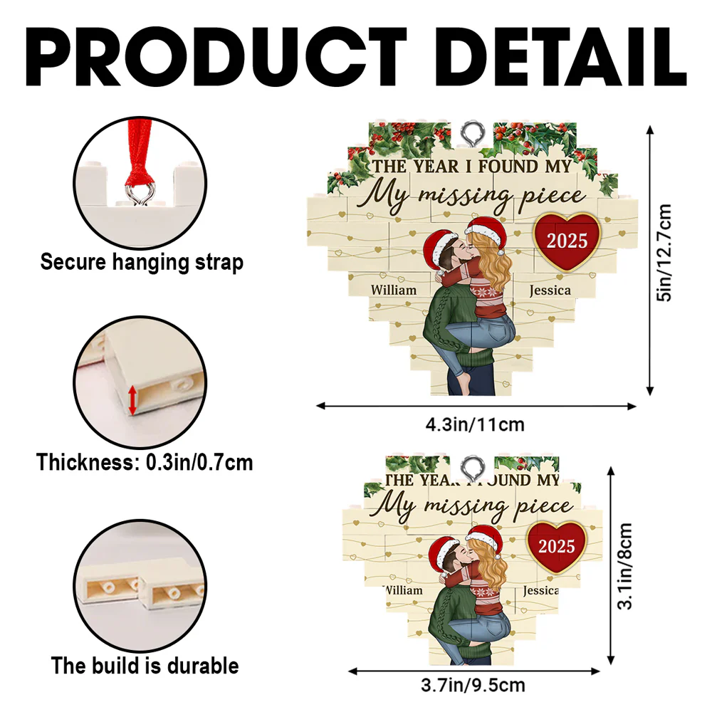 I Found My Missing Piece - Personalized Custom Heart Puzzle Ornament - Image 7