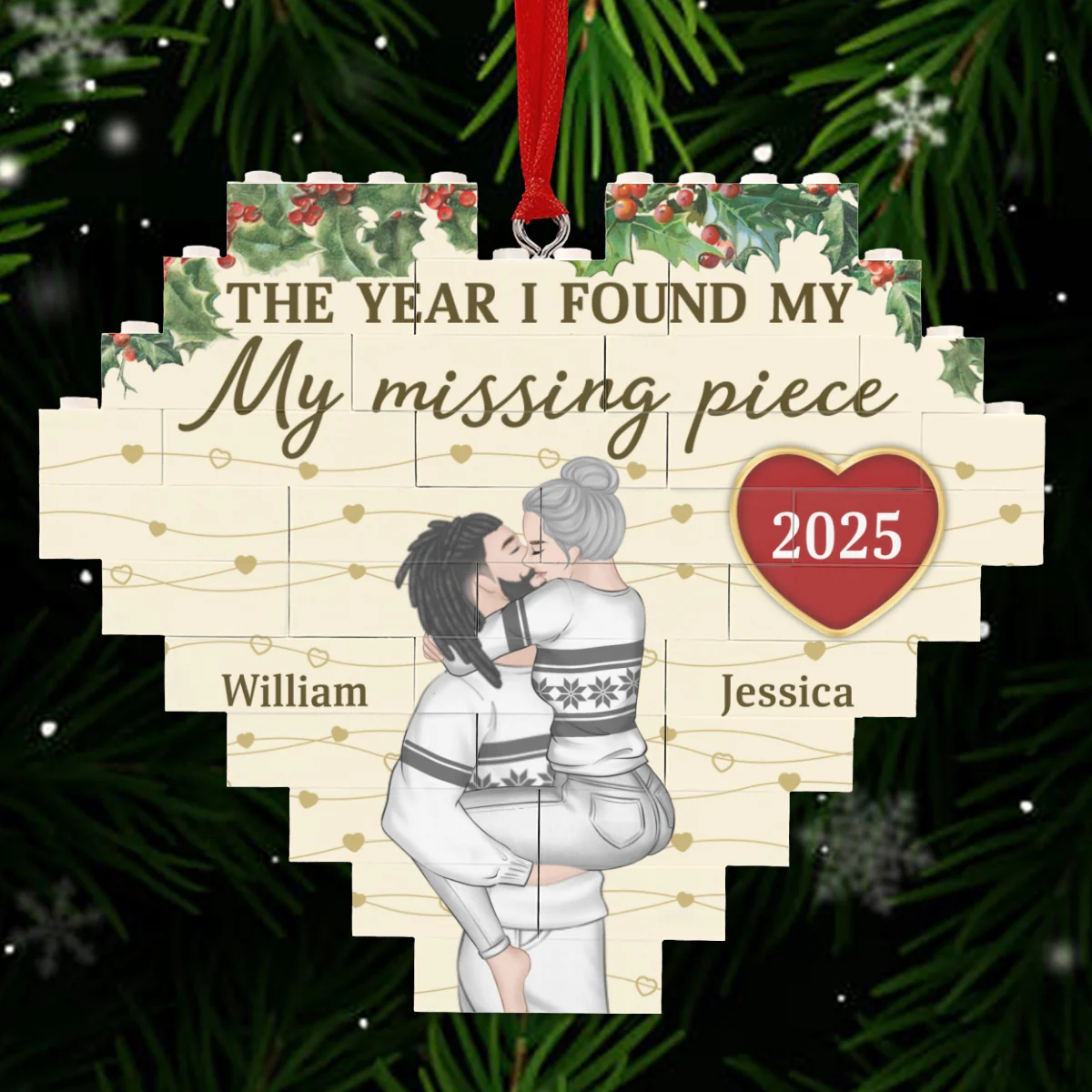 I Found My Missing Piece - Personalized Custom Heart Puzzle Ornament - Image 8
