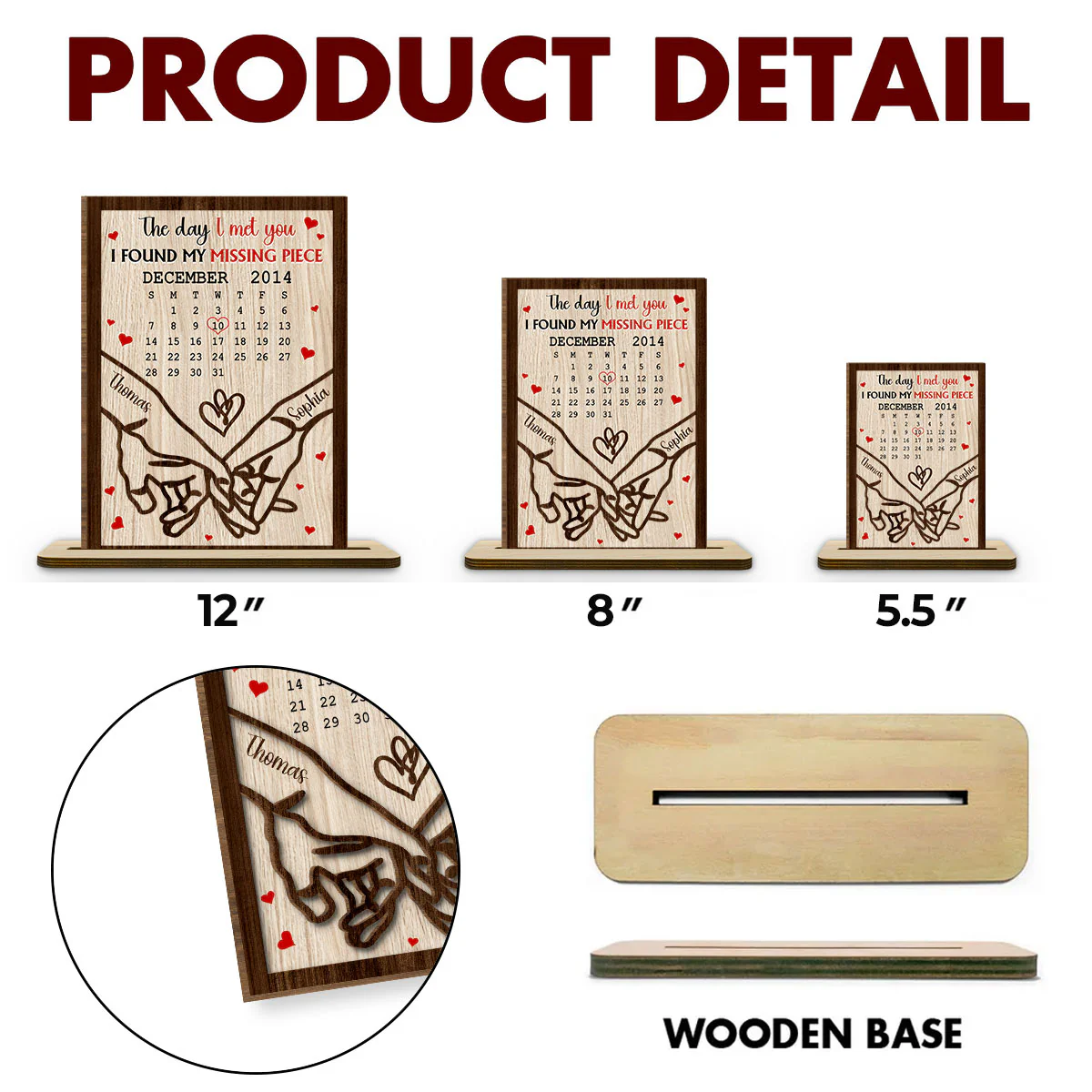 I Found You - Personalized Custom 2-Layer Wood Plaque With Flat Base - Image 5