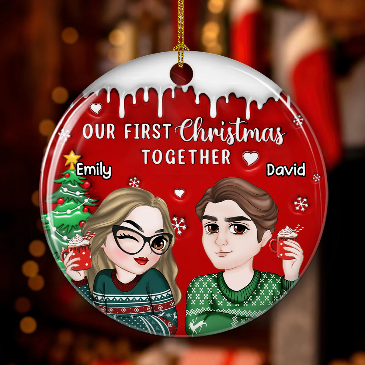 I Found You - Personalized Custom 3D Inflated Effect Ceramic Ornament - Image 5