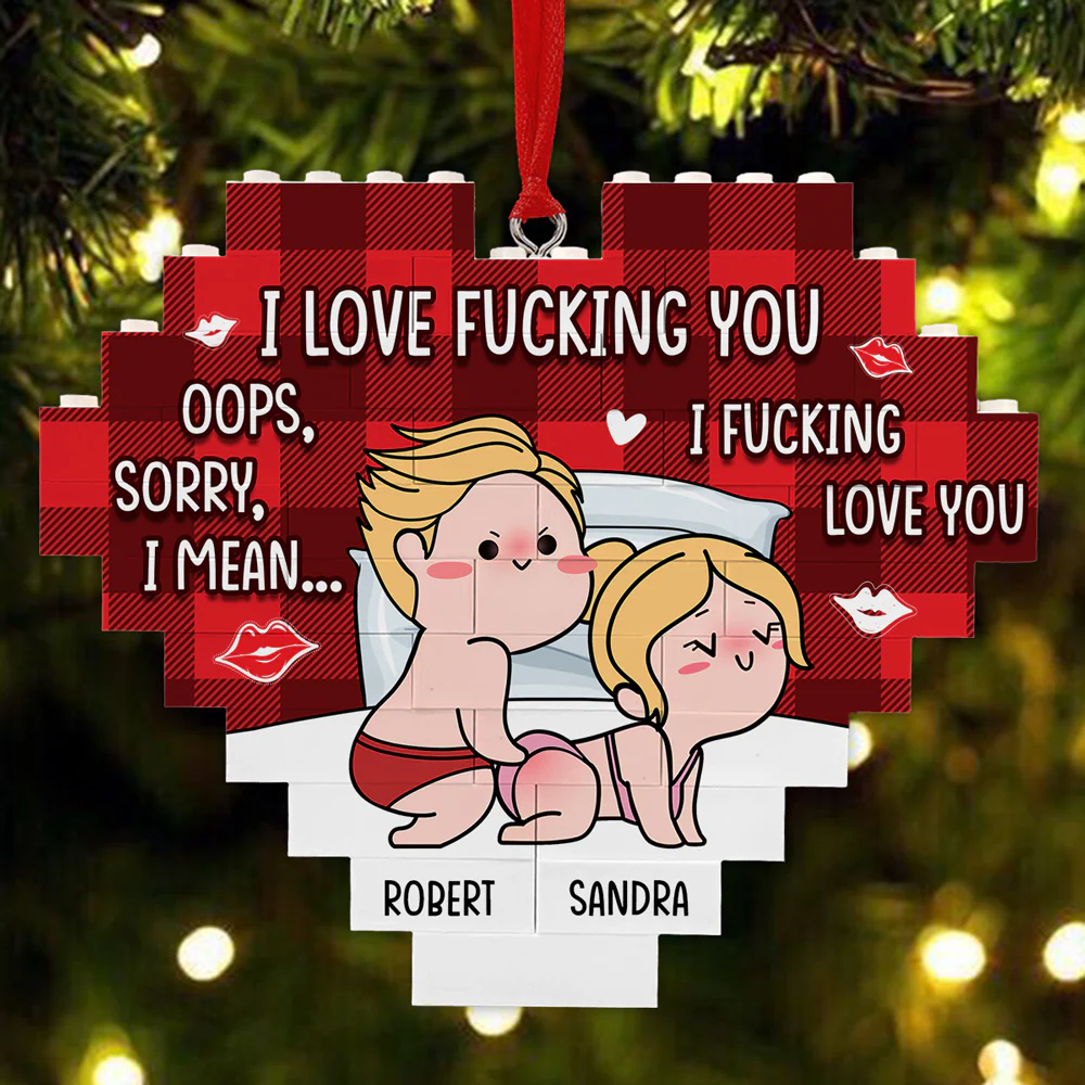 I Fucking Love You - Personalized Custom Heart Puzzle Ornament - Image 4