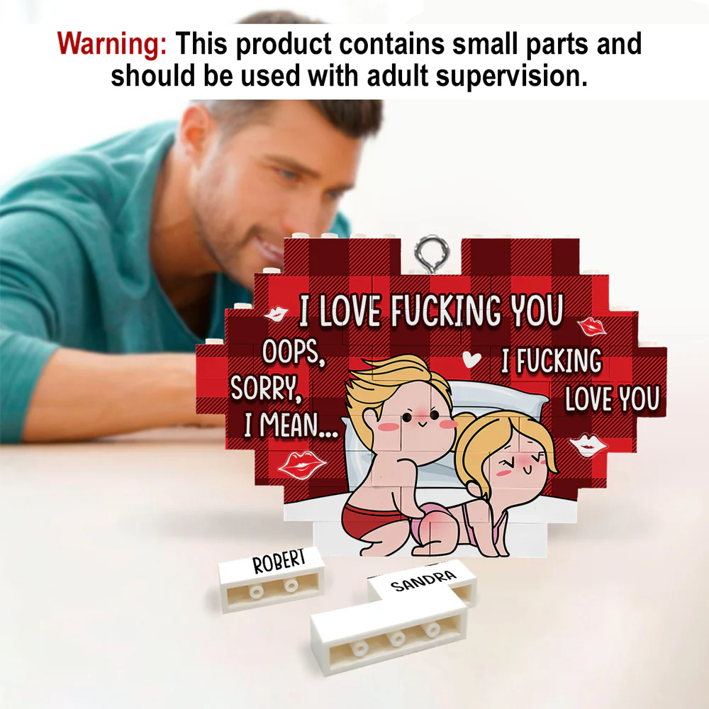 I Fucking Love You - Personalized Custom Heart Puzzle Ornament - Image 5