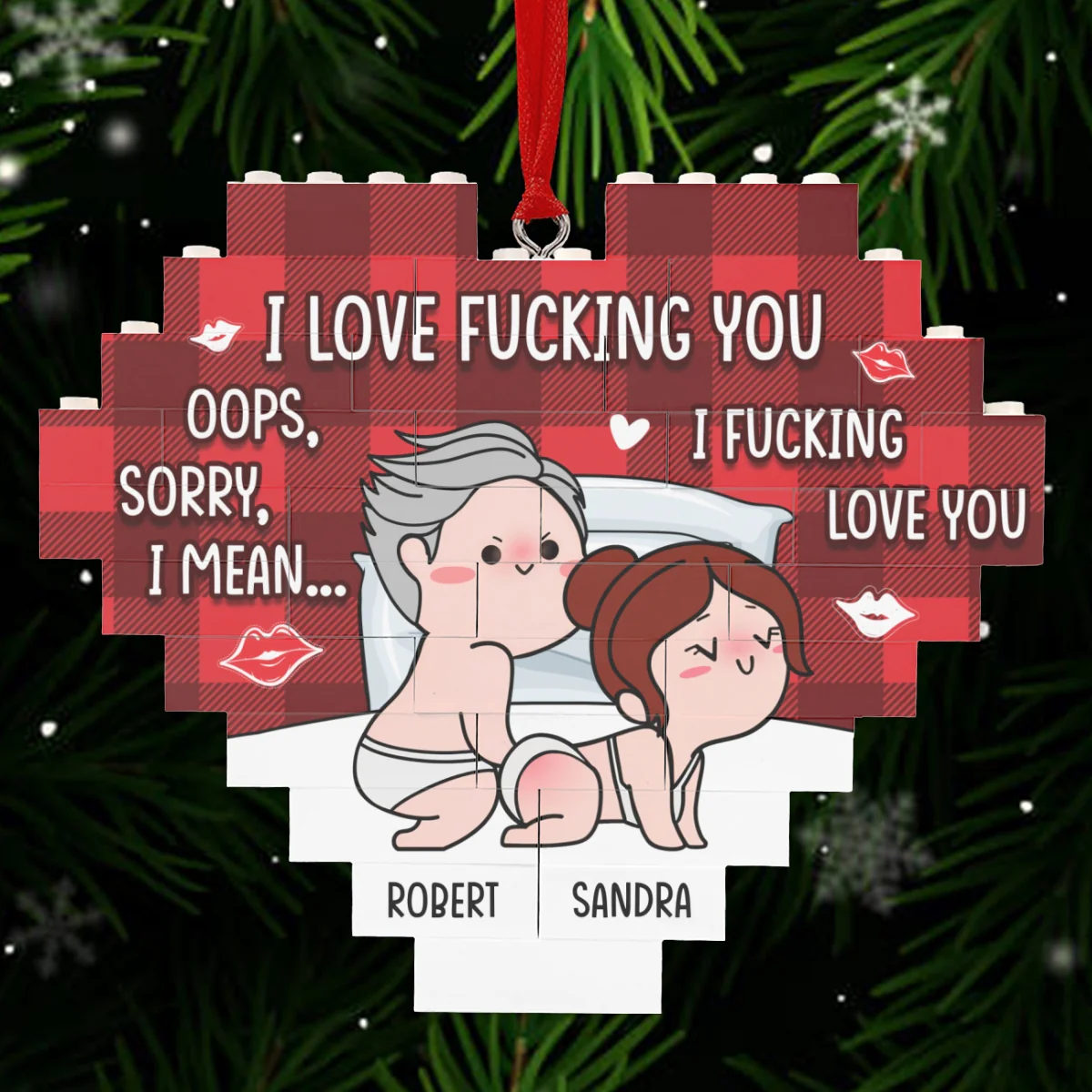 I Fucking Love You - Personalized Custom Heart Puzzle Ornament - Image 7