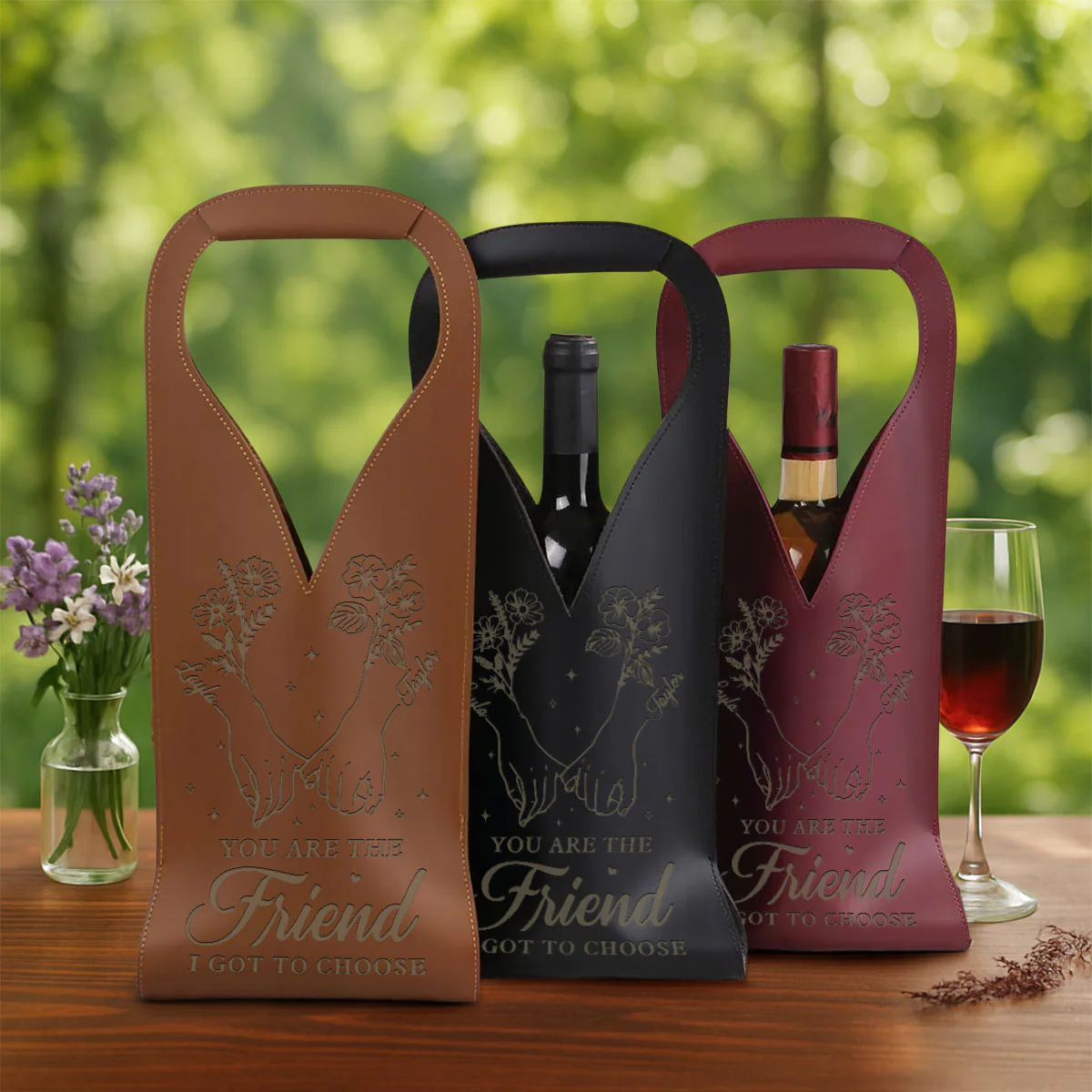 I Got To Choose - Personalized Custom Engraved Leather Wine Bag - Image 4