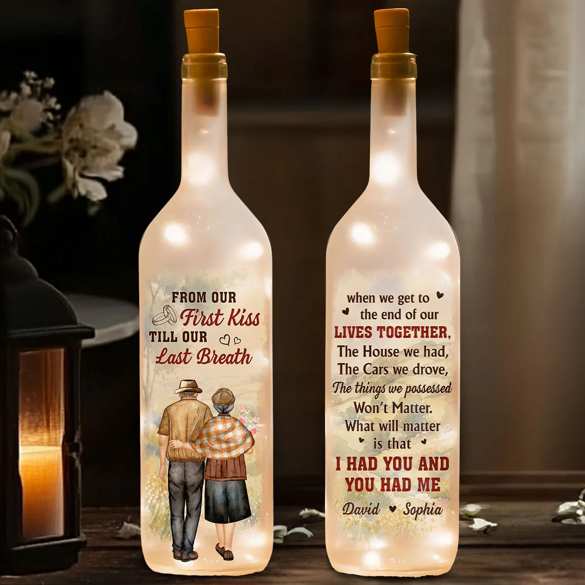 I Had You And You Had Me Husband Wife - Personalized Custom Bottle Lamp