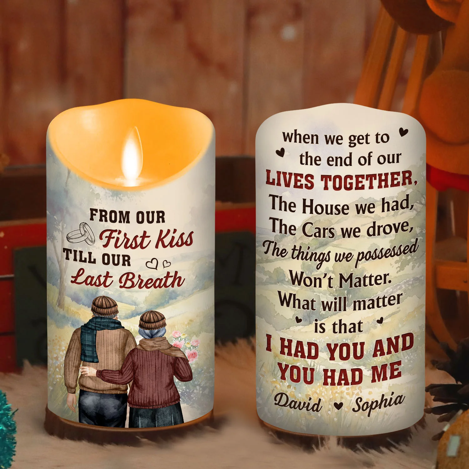 I Had You And You Had Me Husbanb Wife - Personalized Custom LED Candle - Image 6