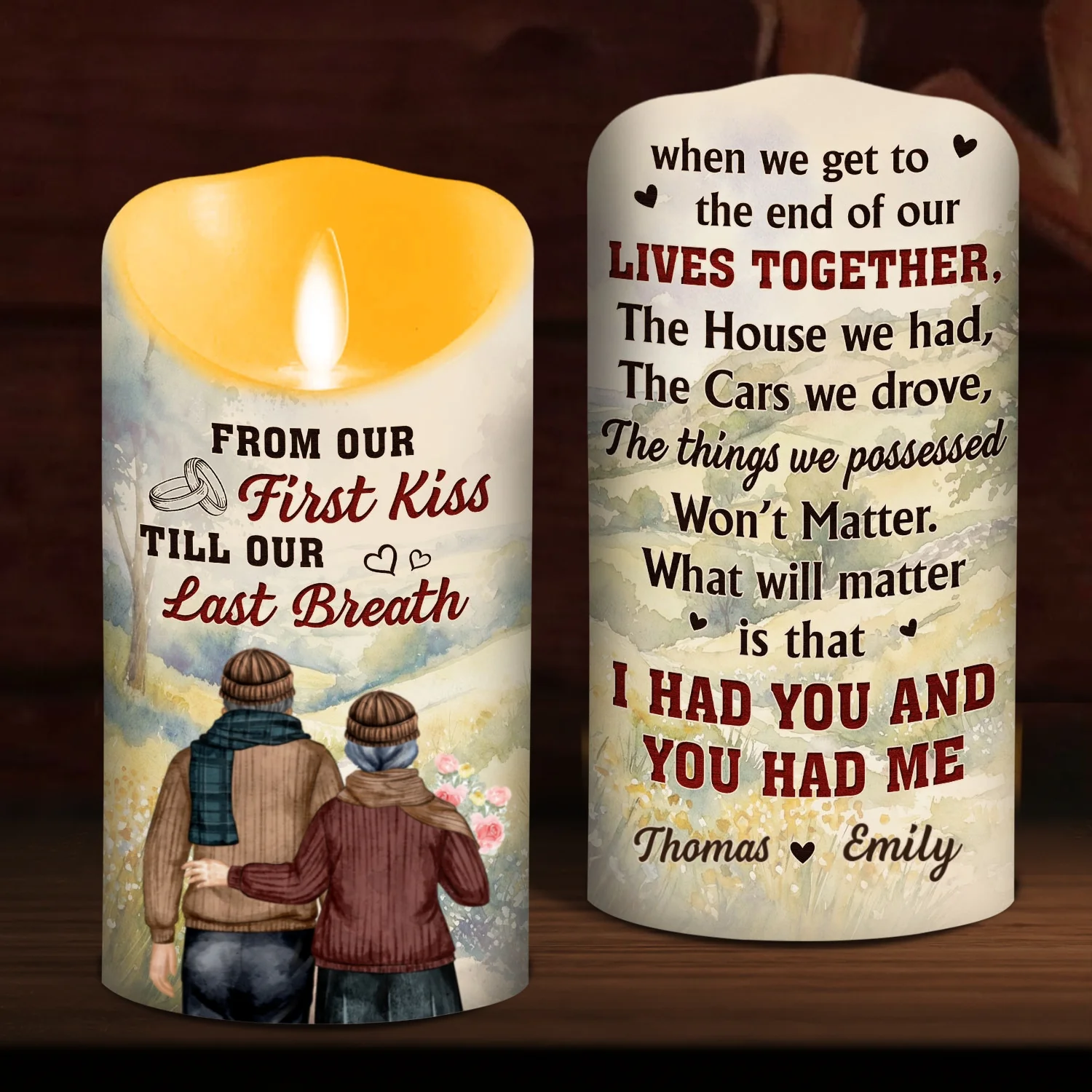 I Had You And You Had Me Husbanb Wife - Personalized Custom LED Candle - Image 7