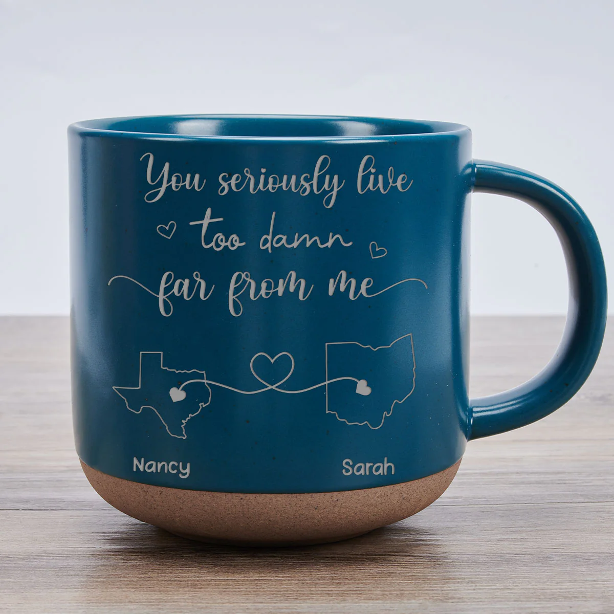 I Hate How Far You Are - Personalized Custom Engraved Pottery Mug