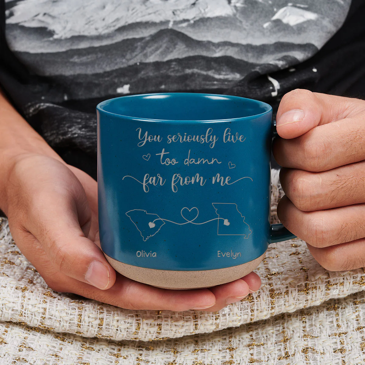 I Hate How Far You Are - Personalized Custom Engraved Pottery Mug - Image 3