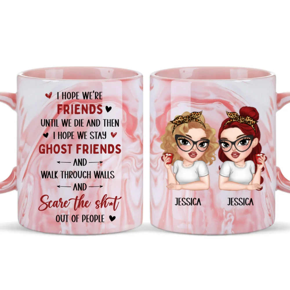 I Hope We Stay Ghost Friends - Personalized Custom Pink Marble Mug - Image 6