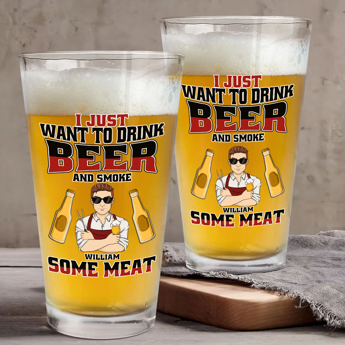 I Just Want To Drink Beer - Personalized Custom Beer Glass - Image 4
