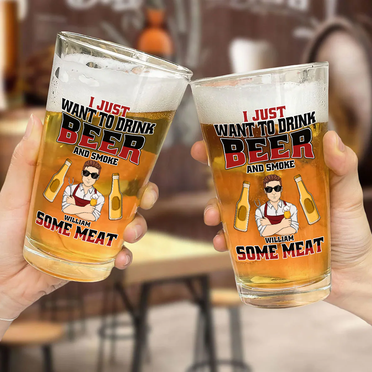 I Just Want To Drink Beer - Personalized Custom Beer Glass - Image 5
