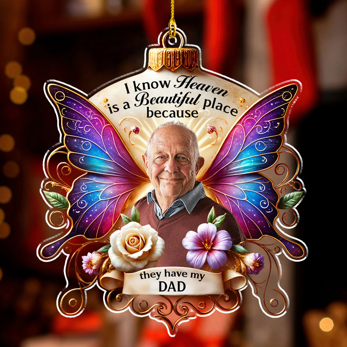 I Know Heaven Is A Beautiful - Personalized Custom Acrylic Ornament - Image 2