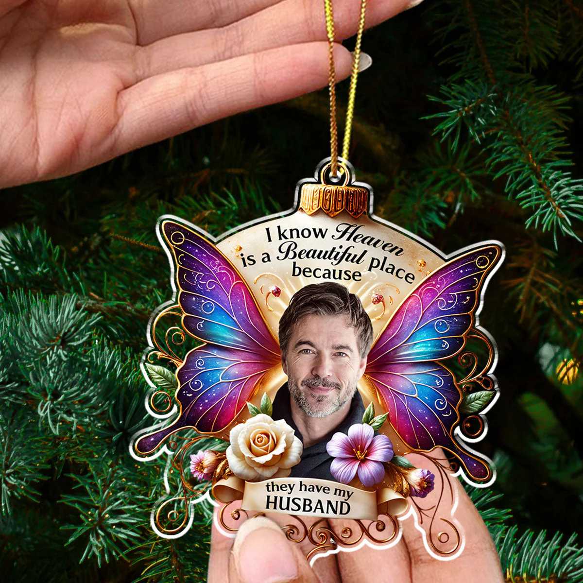I Know Heaven Is A Beautiful - Personalized Custom Acrylic Ornament - Image 3