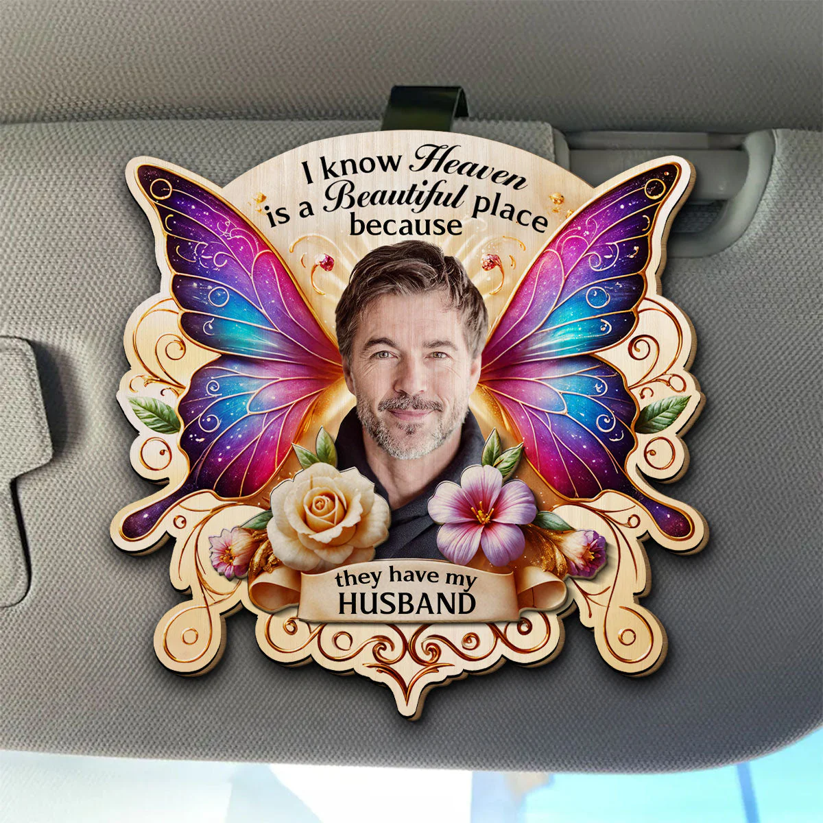 I Know Heaven Is A Beautiful - Personalized Custom Car Visor Clip - Image 4