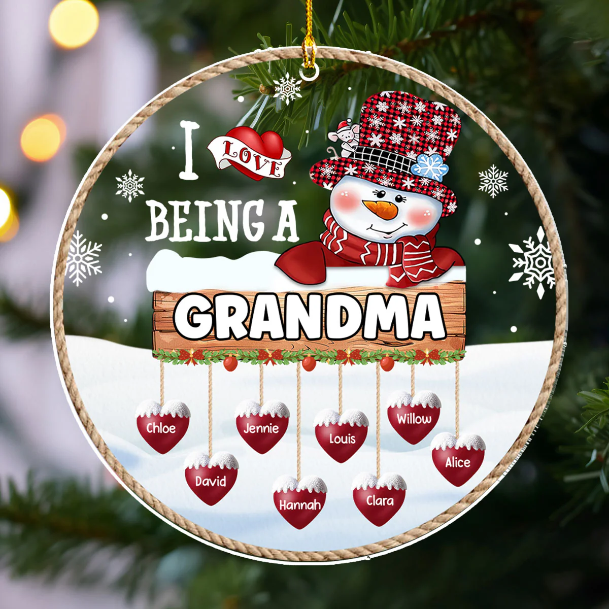 I Love Being Grandma - Personalized Custom Acrylic Ornament - Image 5
