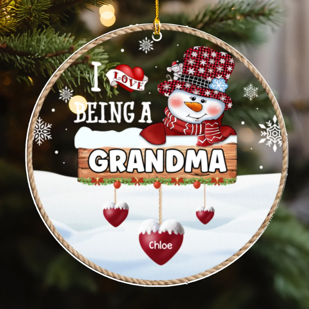 I Love Being Grandma - Personalized Custom Acrylic Ornament - Image 6