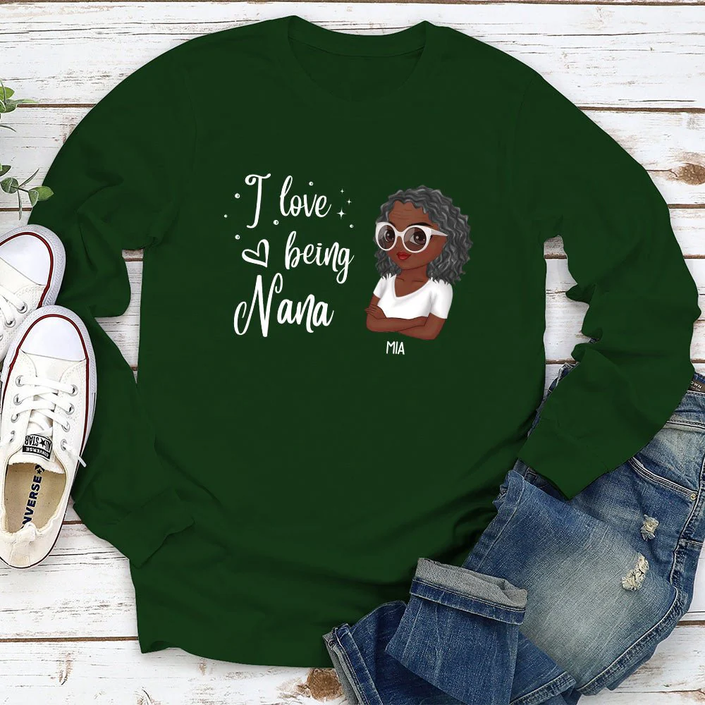 I Love Being Grandma - Personalized Custom Long Sleeve T-shirt - Image 3