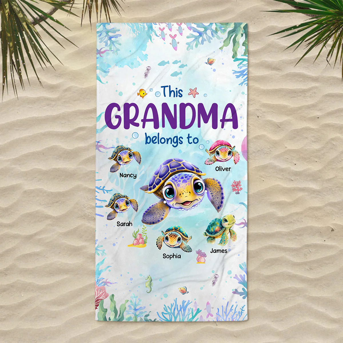 I Love Being Nana - Personalized Custom Beach Towel - Image 2