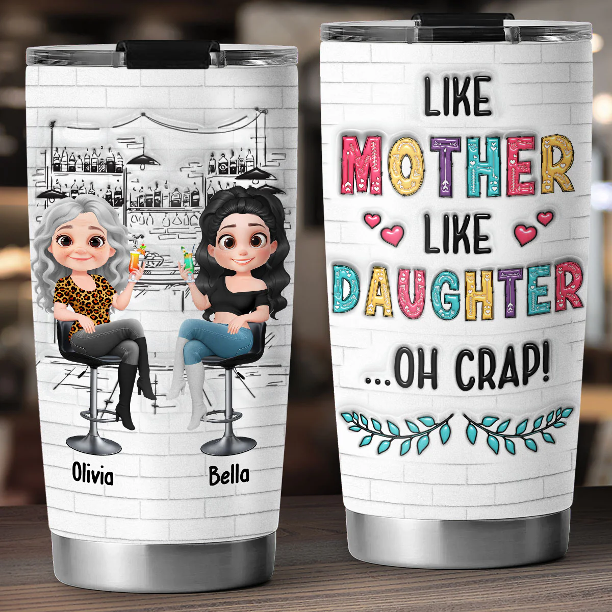 I Love Cute Mom - Personalized Custom 3D Inflated Effect Tumbler - Image 2