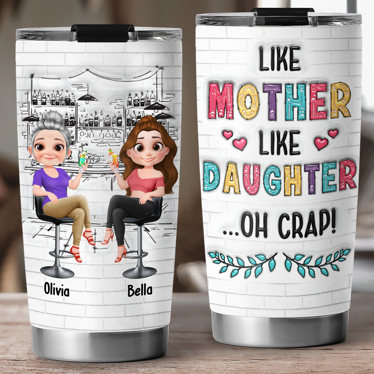I Love Cute Mom - Personalized Custom 3D Inflated Effect Tumbler - Image 6